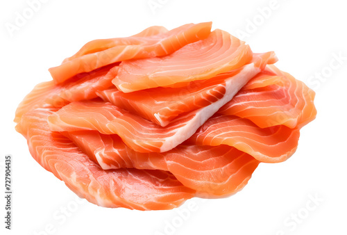 a pile of raw salmon meat