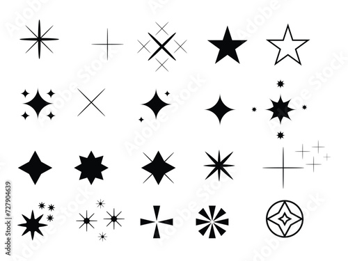 Stars collection. Star vector icons. Golden and Black set of Stars  isolated on transparent background. Star icon