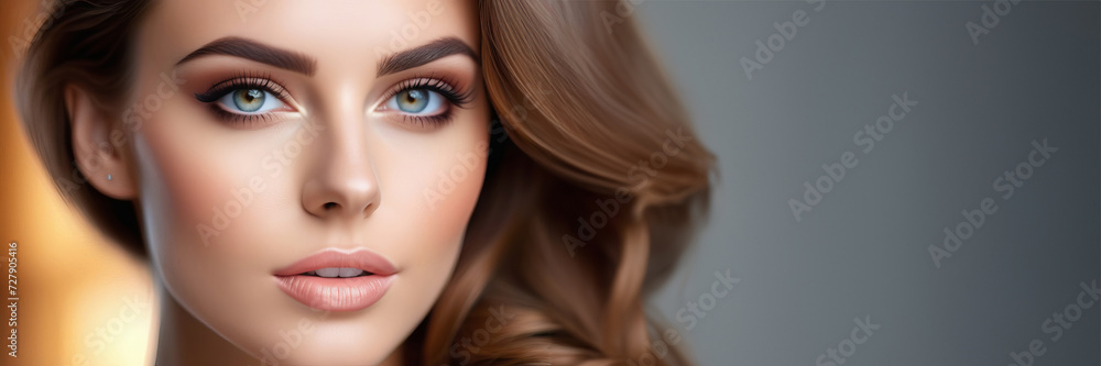 Beautiful face of young caucasian girl with natural make-up, perfect skin and blue eyes isolated. Studio portrait. Portrait of beautiful young brunette woman with smooth skin isolated on dark Beautiful face of young caucasian girl with natural make-up, perfect skin and blue eyes isolated. Studio portrait. Portrait of beautiful young brunette woman with smooth skin isolated on dark