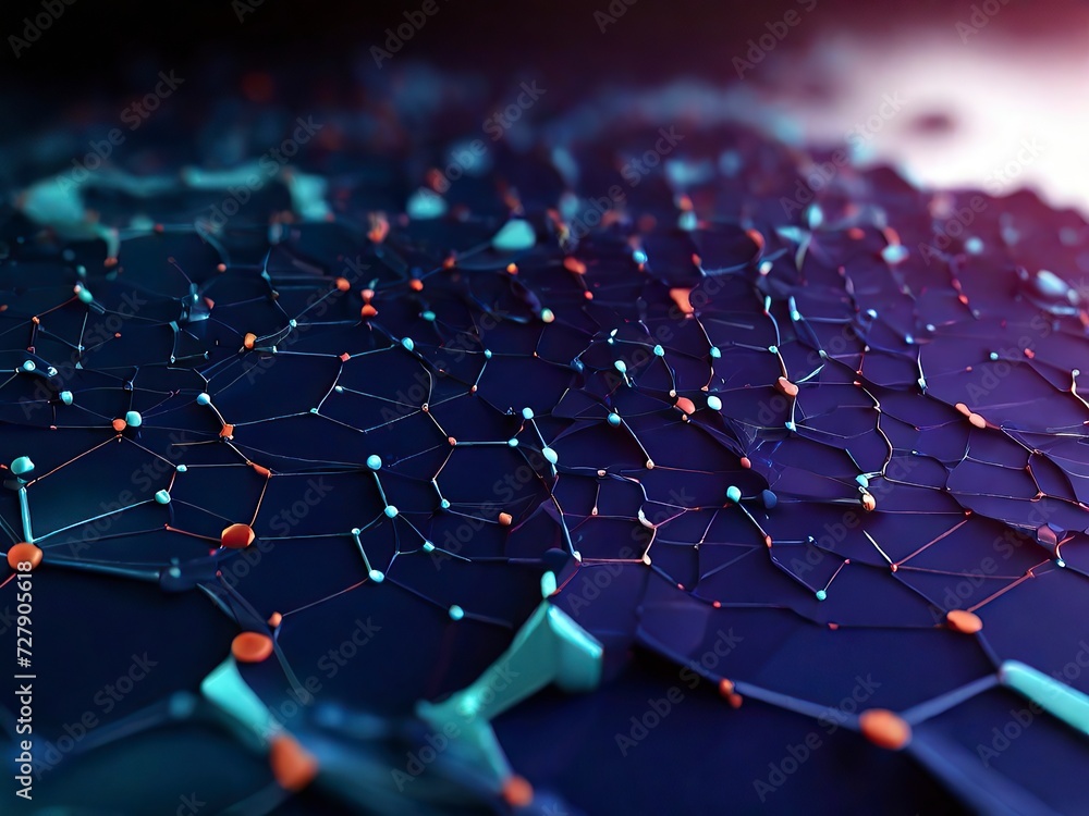 Fototapeta premium Abstract technology background with connecting dots and lines 3D Rendering Abstract polygonal science background
