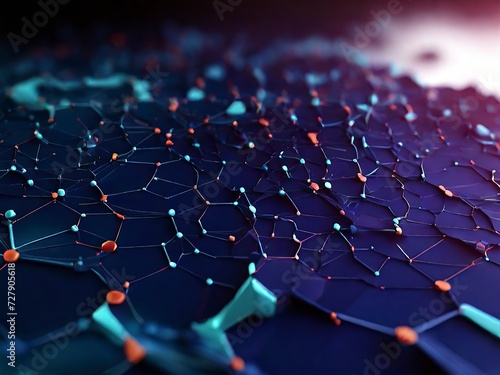 Abstract technology background with connecting dots and lines 3D Rendering Abstract polygonal science background