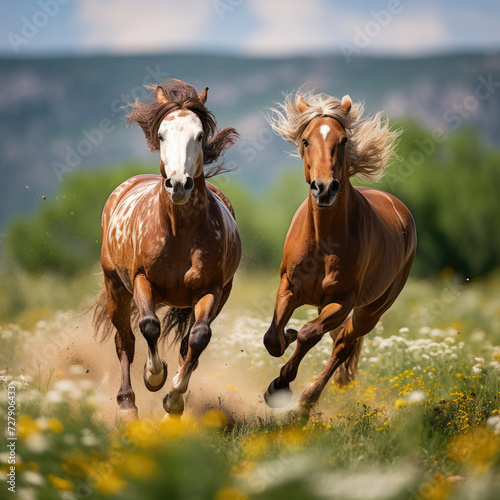 Dynamic Charge Across Sunny Grasslands: The Untamed Strength and Stamina of Rural Equestrian Life