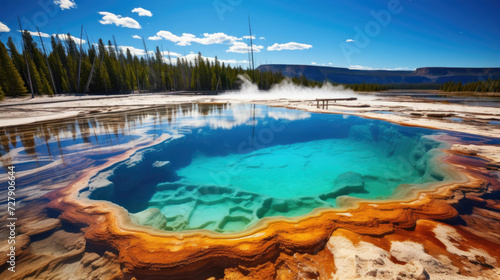 Grand Prismatic Spring in Yellowstone serene travel destination showcasing vibrant colors and geothermal beauty