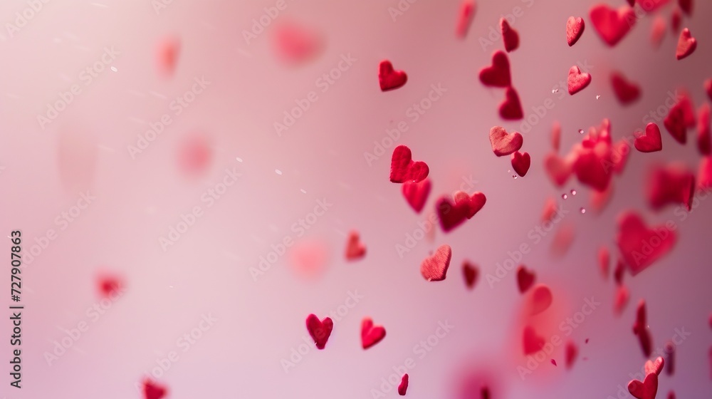 Floating Red Hearts Bokeh Background