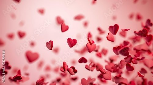 Floating Red Hearts Bokeh Background