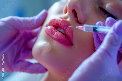 Close-up of a woman getting filler injections