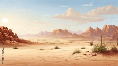 Realistic desert daytime landscape background