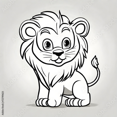 Coloring page of a cute lion Generative Ai