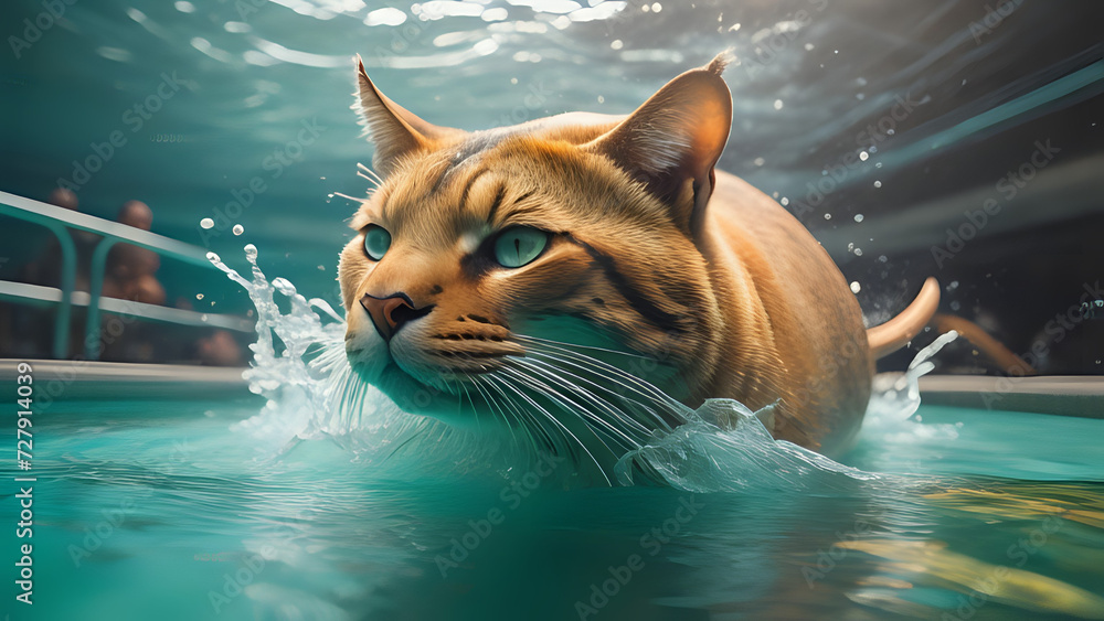 Obraz premium cat on the water
