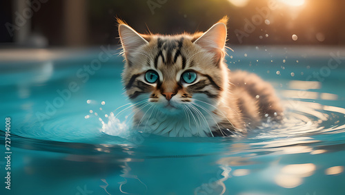 cat in the pool