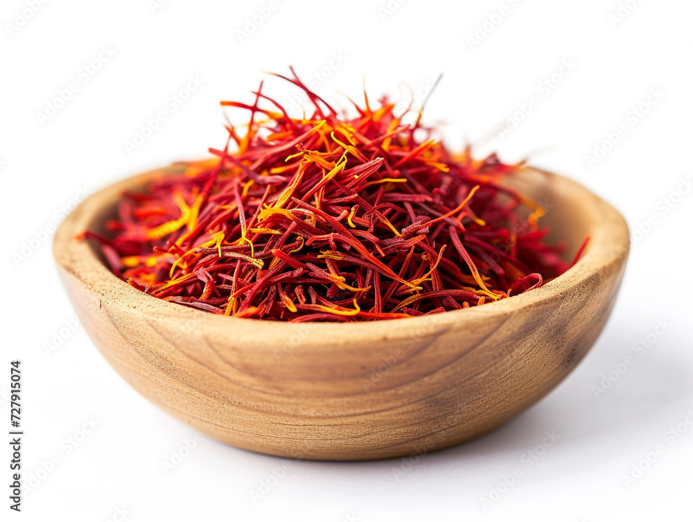 Fototapeta premium Saffron isolated on white background in minimalist style. 