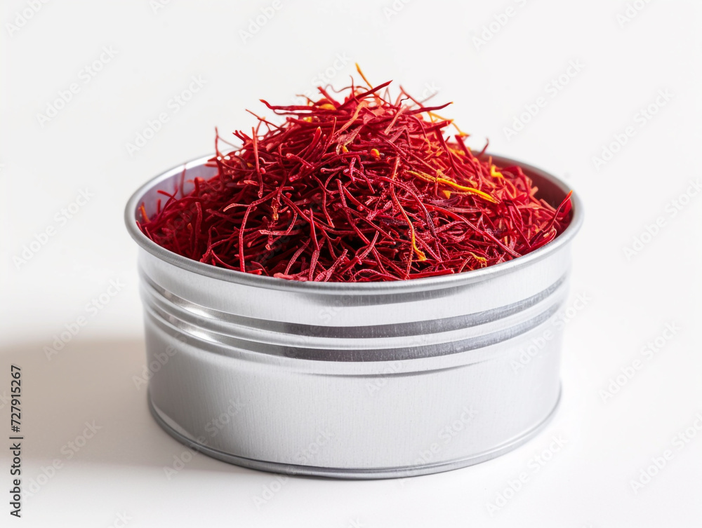 Fototapeta premium Saffron isolated on white background in minimalist style. 