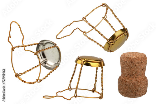 musle wire stopper holder for sparkling wines, isolated on a white background photo