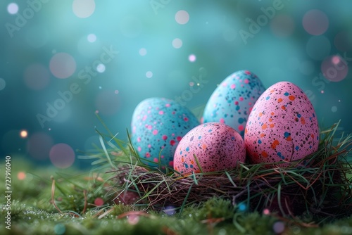 A bundle of delicate eggs nestled together, waiting to hatch and bring new life, evoking feelings of hope and renewal in the spirit of easter