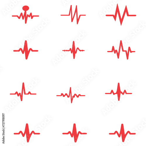 heart beat pulse flat and line icon for medical
