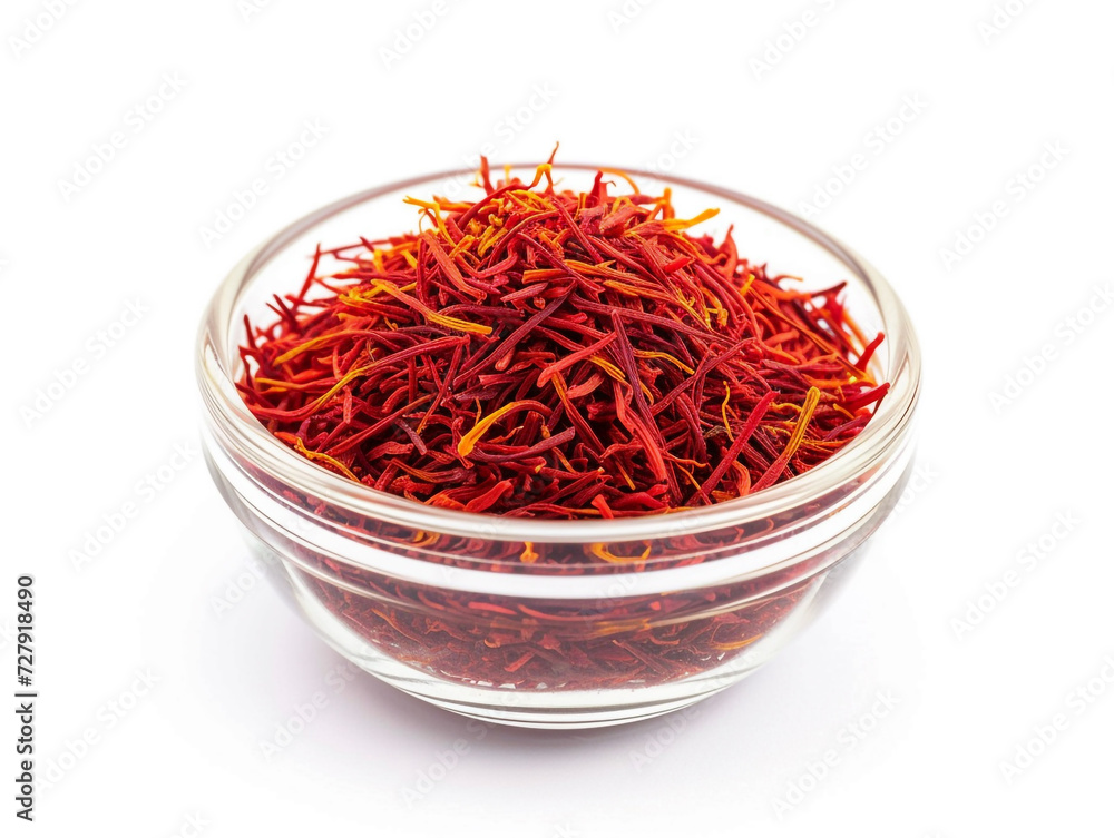 Fototapeta premium Saffron isolated on white background in minimalist style.