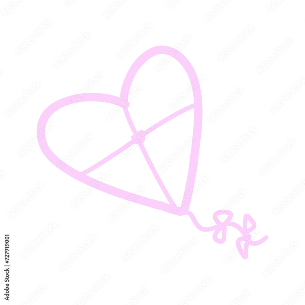 Pink Doodle Kite Heart Icon