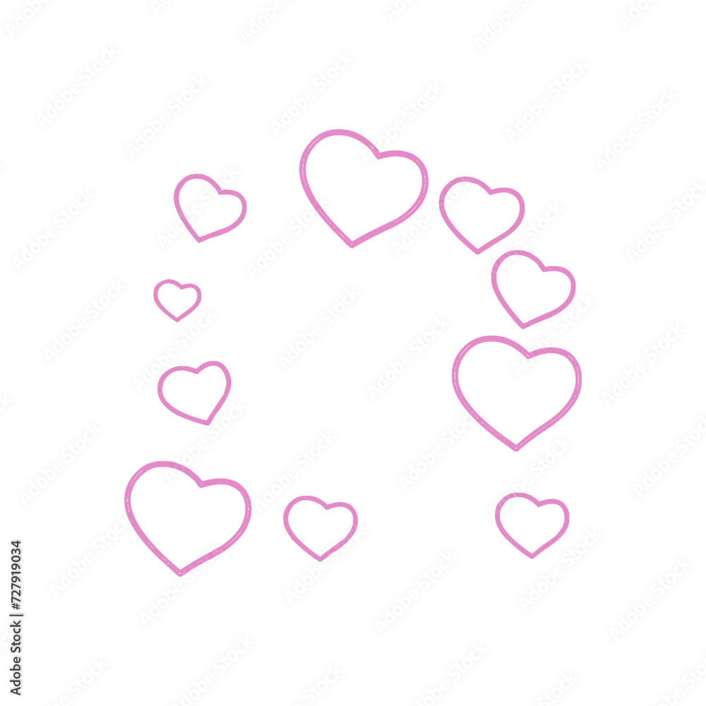 Pink Line Hearts Design Element