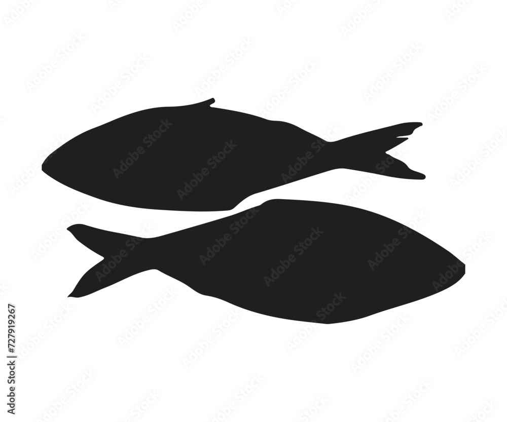 ilisha hilsa fish silhouette, white background ilisha hilsa fish silhouette, white background