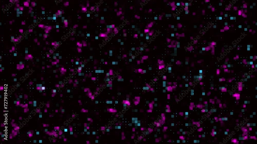 Digital and neon dots pattern in rows with glitch Glowing and blinking square particles, Digital Background Animation, High-tech HUD grid animation. Technology and data processing theme. Digital and neon dots pattern in rows with glitch Glowing and blinking square particles, Digital Background Animation, High-tech HUD grid animation. Technology and data processing theme.
