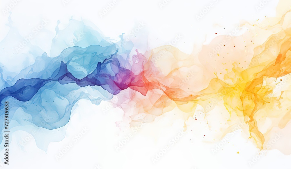 Colorful watercolor stain isolated on a white background, Abstract colorful complementary color art painting illustration texture. watercolor swirl waves liquid splashes, watercolor splash background