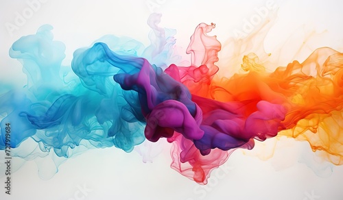 Colorful watercolor stain isolated on a white background, Abstract colorful complementary color art painting illustration texture. watercolor swirl waves liquid splashes, watercolor splash background