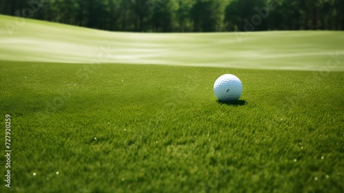 Golf ball on a vibrant green field 