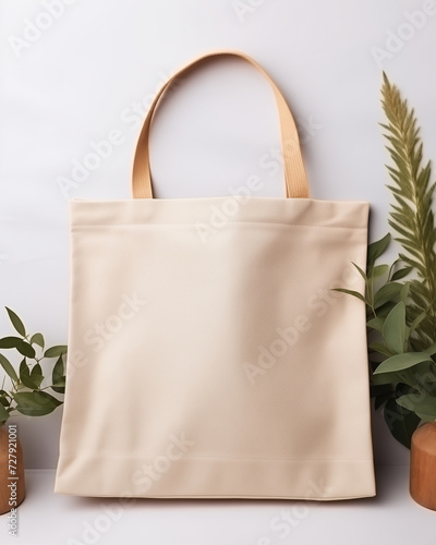 Empty reusable canvas tote bag mockup. Natural canvas eco-friendly shopper bag, Mockup for presentation of design or brand