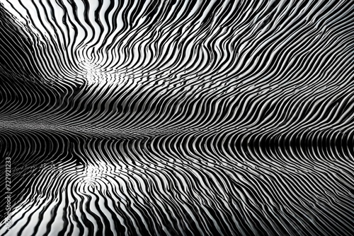 A liquid mirror reflecting distorted wavy patterns