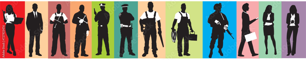 different career occupation hobbies set silhouette different career occupation hobbies set silhouette