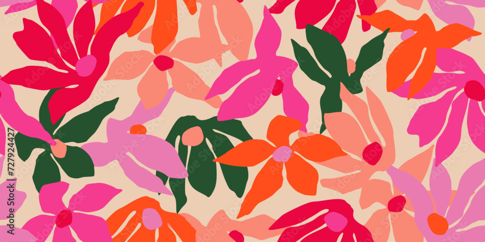 Exotic hand drawn flowers, seamless patterns with floral for fabric, textiles, clothing, wrapping paper, cover, banner, home decor, abstract backgrounds. Vector illustration. Exotic hand drawn flowers, seamless patterns with floral for fabric, textiles, clothing, wrapping paper, cover, banner, home decor, abstract backgrounds. Vector illustration.