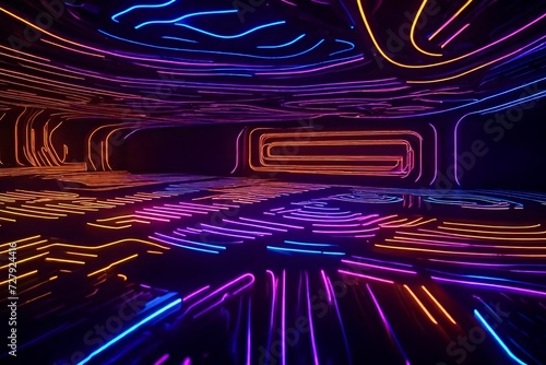 Wavy patterns of light creating a futuristic labyrinth