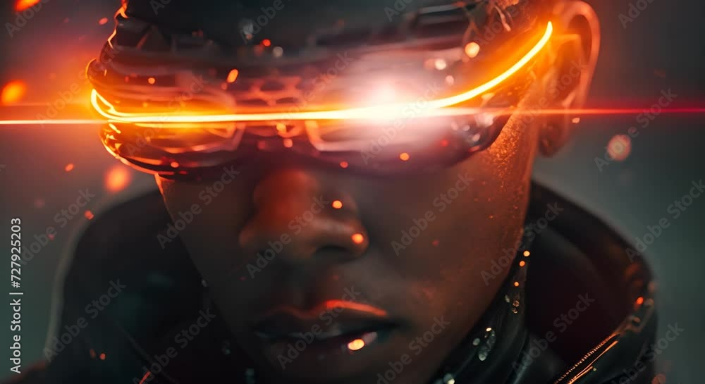 Portrait of a young black man with futuristic glasses. Virtual reality concept. Portrait of a young black man with futuristic glasses. Virtual reality concept.