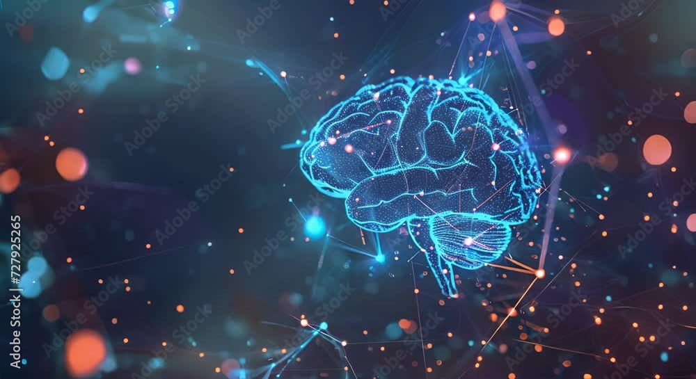 A brain with neural network on the background. Artificial intelligence concept.