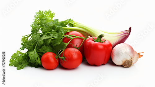 fresh vegetable with leaves isolated on white background