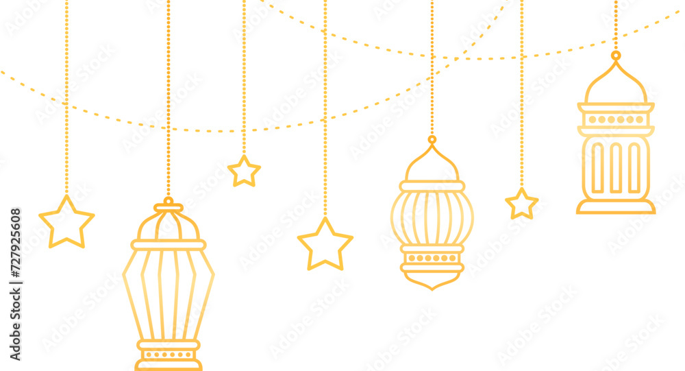 Hanging gold Islamic lantern decoration for Ramadan Kareem Islamic festival Hanging gold Islamic lantern decoration for Ramadan Kareem Islamic festival