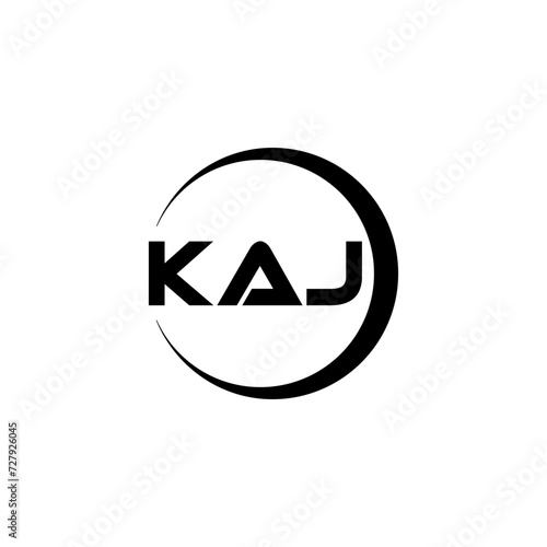 KAJ letter logo design with white background in illustrator, cube logo, vector logo, modern alphabet font overlap style. calligraphy designs for logo, Poster, Invitation, etc. photo