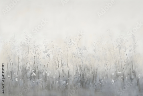 Misty Meadow Background with Copy Space. Airy gentle illustration, banner. Serene design for spa, salon, beauty, blog, zen, meditation