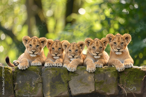 A group of cute baby lions © Fabio