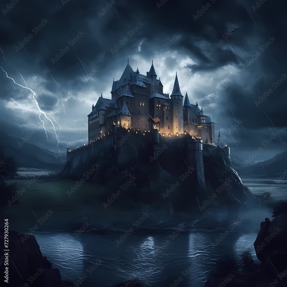 Enigmatic Castle at Night