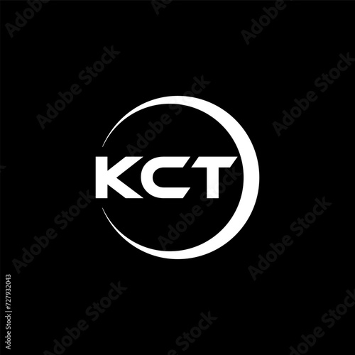 KCT letter logo design with black background in illustrator, cube logo, vector logo, modern alphabet font overlap style. calligraphy designs for logo, Poster, Invitation, etc.