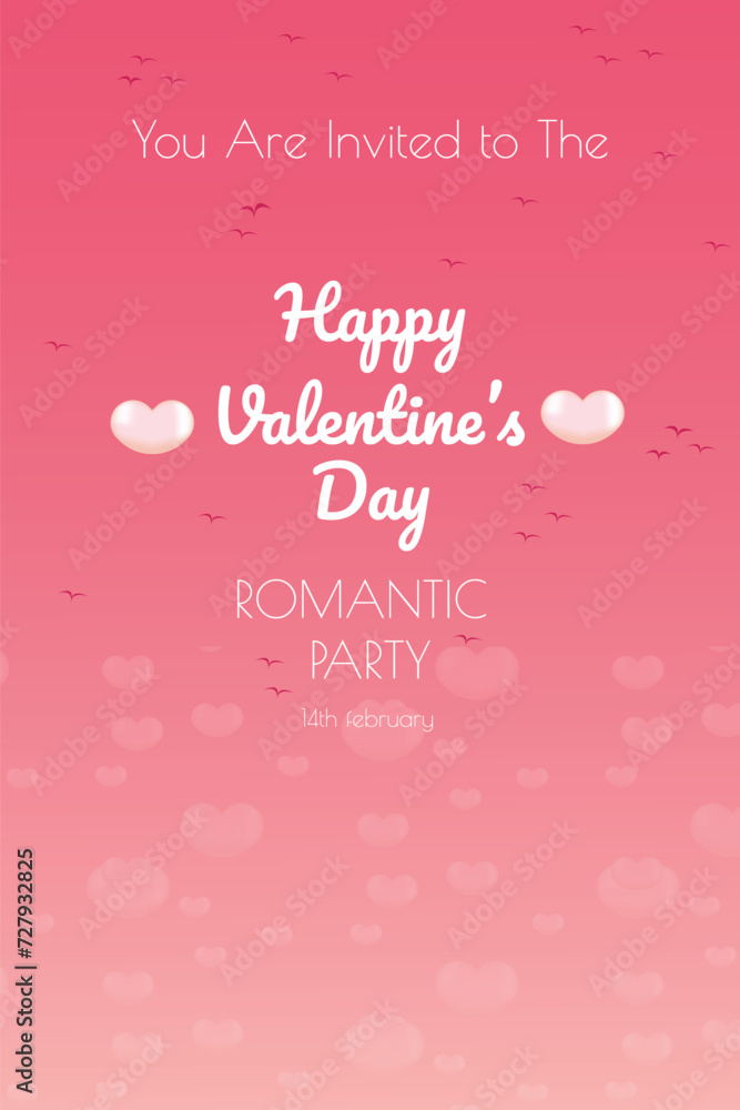 Vector illustration of a romantic invitation card for celebrating Valentine's Day