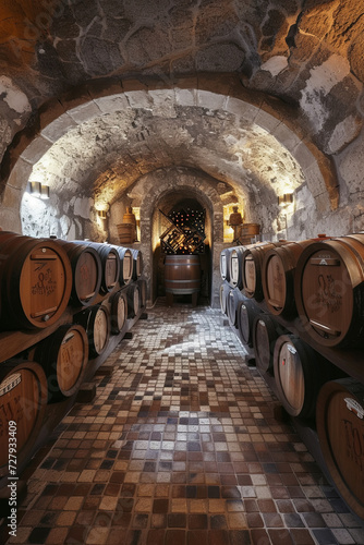 The wine cellar with wine-cask