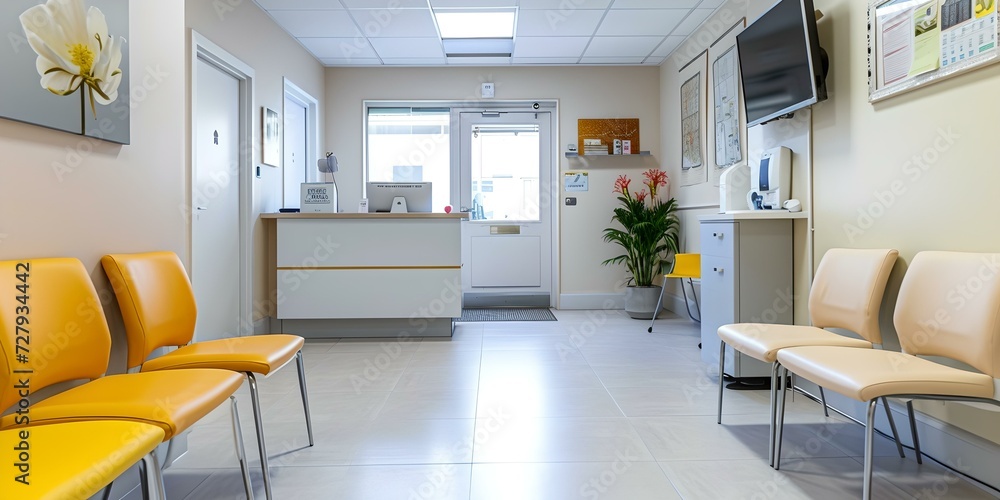 Bright and modern medical office interior, clean and well-lit waiting ...