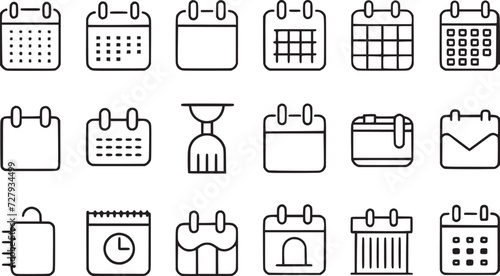 calendars thin line icon set