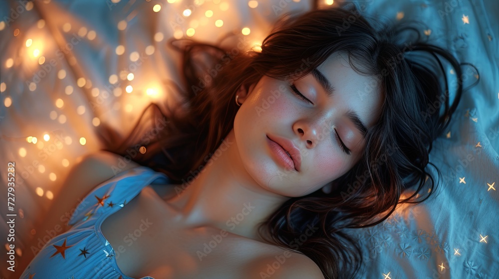 Woman Relaxing in Bed With Closed Eyes