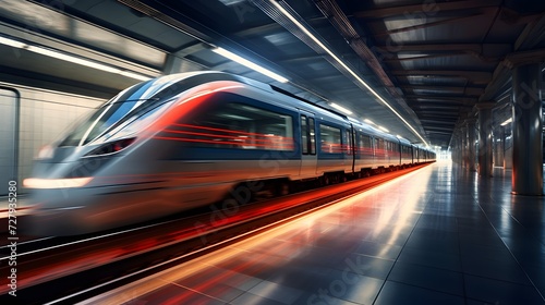 train at high speed passing by the station, Metro at the station