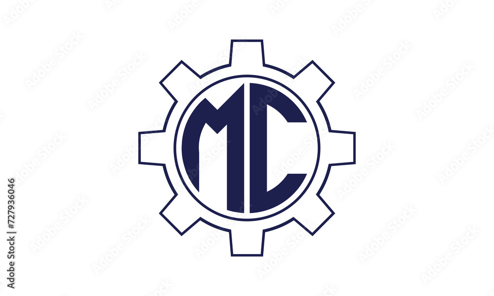 MC initial letter mechanical circle logo design vector template. industrial, engineering, servicing, word mark, letter mark, monogram, construction, business, company, corporate, commercial, geometric