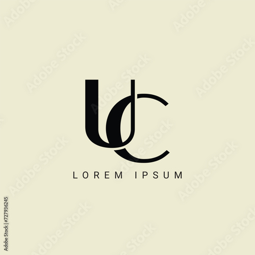 UC letter logo design. UC polygon, circle, triangle, hexagon, flat and simple style with white color variation letter logo set in one artboard. UC minimalist and classic logo. UC