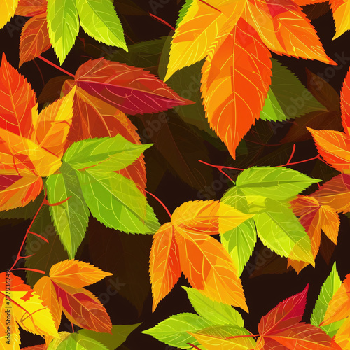 Colorful leaves background, seamless pattern.